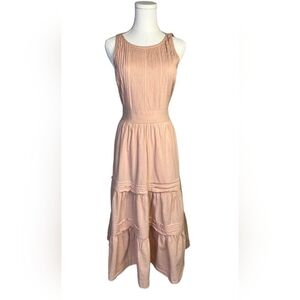 Pampelone NWT Pink Mauve BOHO Sleeveless Festival Spring Ruffle Maxi Dress-S